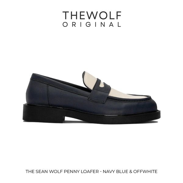  THE SEAN LADY WOLF PENNY LOAFER - NAVY BLUE & OFFWHITE 