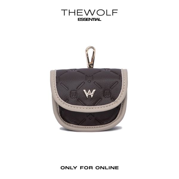  THEWOLF ESSENTIAL MONOGRAM MINI POUCH - BROWN BIEGE 