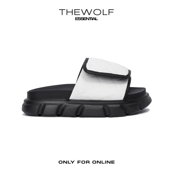  THE LADY WOLF ESSENTIAL MONOGRAM SLIDE SANDAL - WHITE 