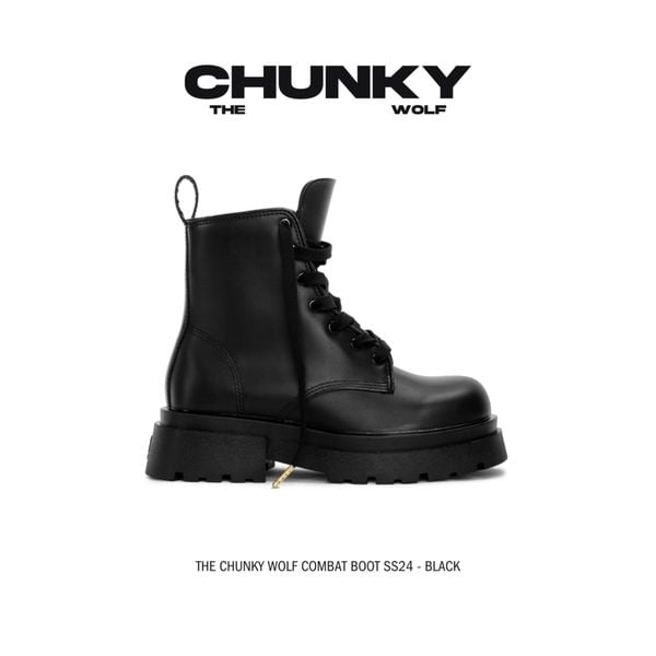  THE CHUNKY WOLF COMBAT BOOT SS24 - BLACK 