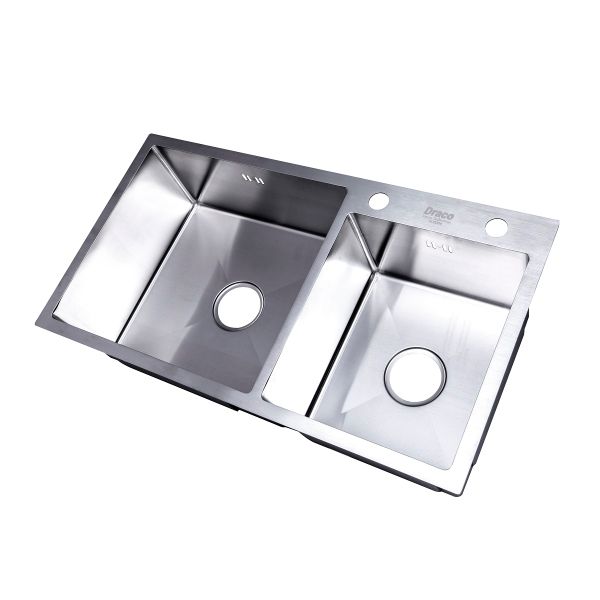 Bồn Rửa Chén 2 Hố Draco S1285IL Chất Liệu Inox 304 Đúc Nguyên Khối Chống Gỉ Chống Ăn Mòn