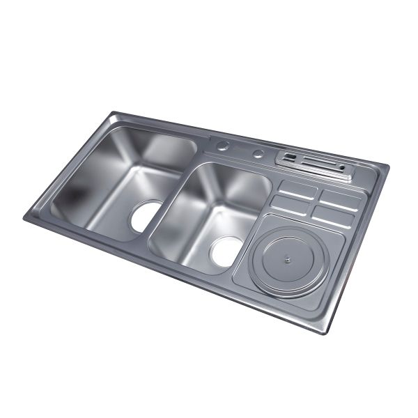 Bồn Rửa Chén 2 Hố Draco S2395S Inox 304 Chống Gỉ Chống Ăn Mòn Kèm Phụ Kiện Kê Dao, Rác