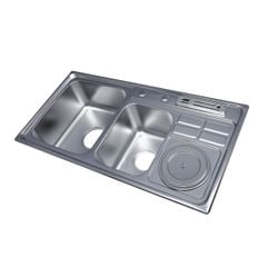 Bồn Rửa Chén 2 Hố Draco S2395S Inox 304 Chống Gỉ Chống Ăn Mòn Kèm Phụ Kiện Kê Dao, Rác - Hàng Chính Hãng