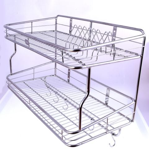 Hình Ảnh Kệ Chén 2 Tầng AKK24I6 Chất Liệu Inox 304 Chống Gỉ Chống Ăn (1)