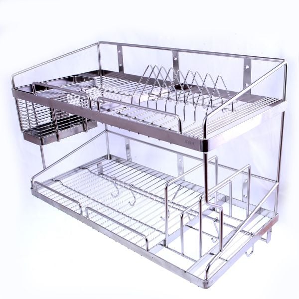 Kệ Chén 2 Tầng AKK26I6 Chất Liệu Inox 304 Chống Gỉ Chống Ăn Mòn Kèm Thanh Móc