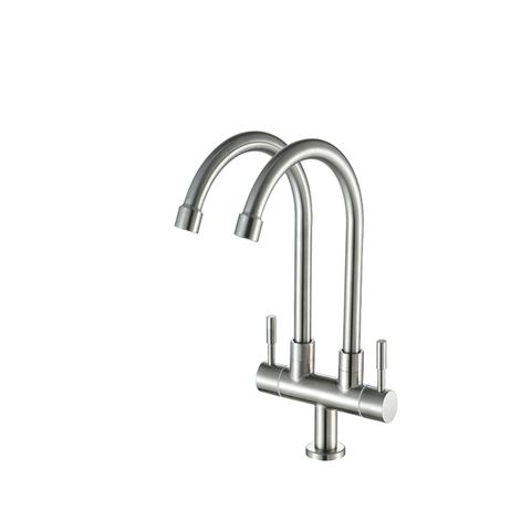Hình Ảnh Vòi Rửa Chén Lạnh Draco F3214I 1 Chế Độ Nước 2 Vòi Nước Inox 304 (1)