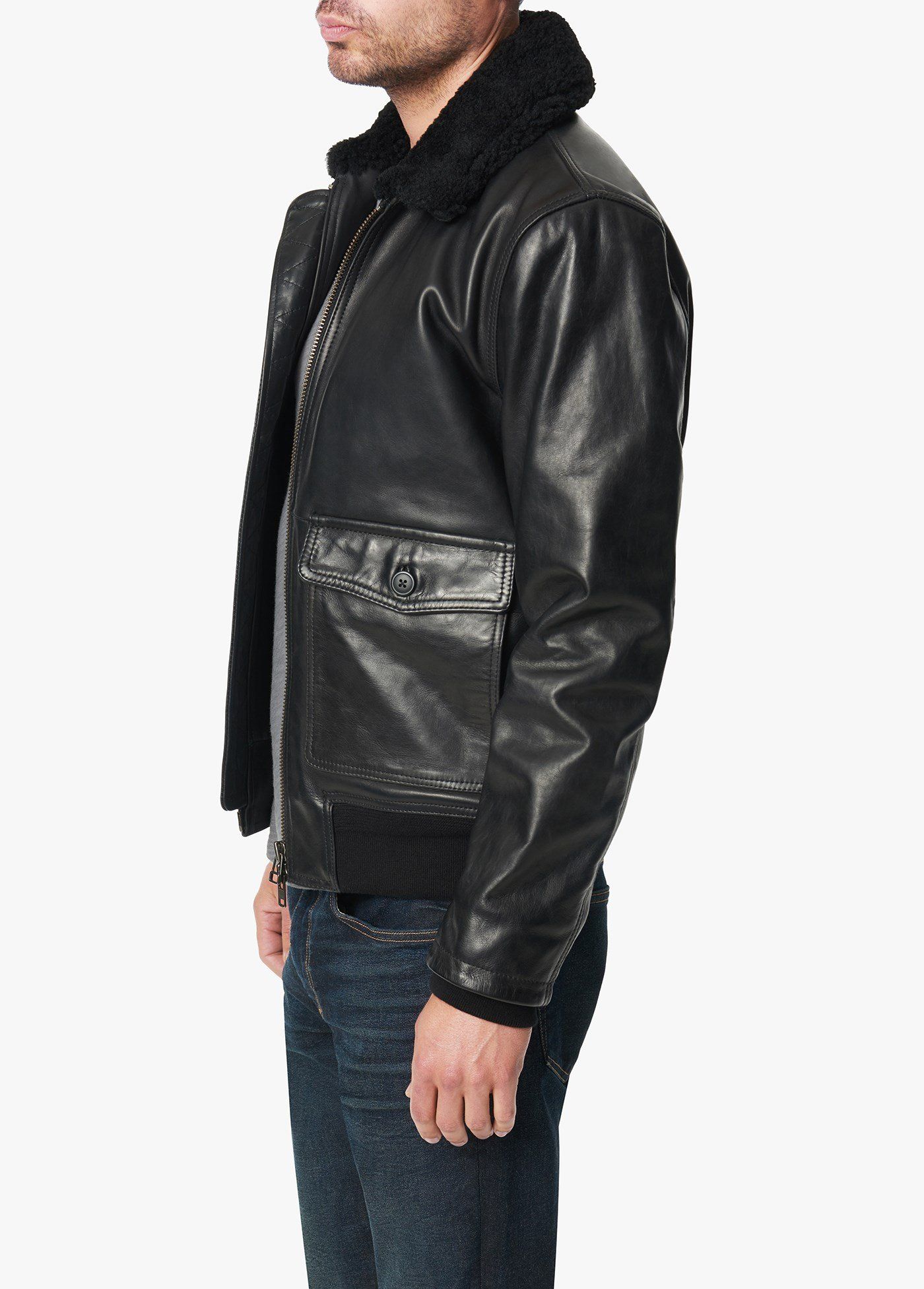  Joe's Jeans SHEARLING COLLAR FLIGHT JACKET 