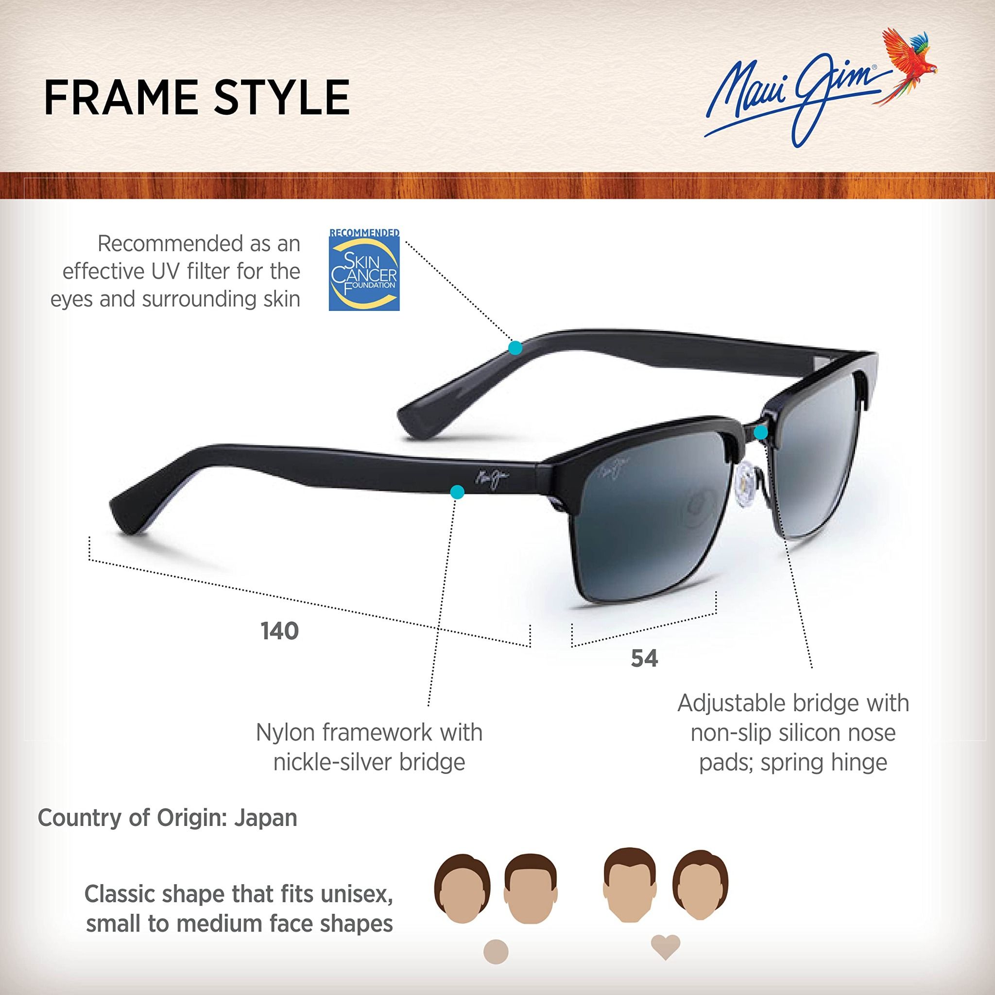  Maui Jim Kawika black & pewter frame, blue hawaii lenses 