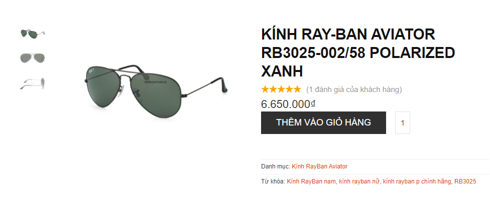  (ĐÃ BÁN) Ray Ban RB3025 002/58 sunglasses 
