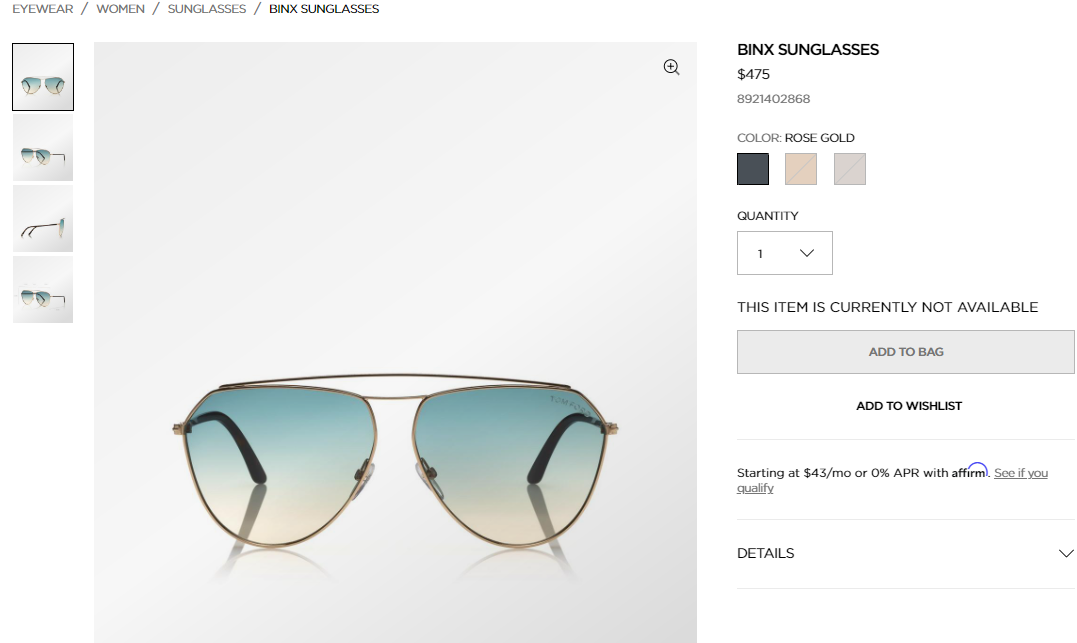  Tom Ford Binx Gold Green sunglasses 