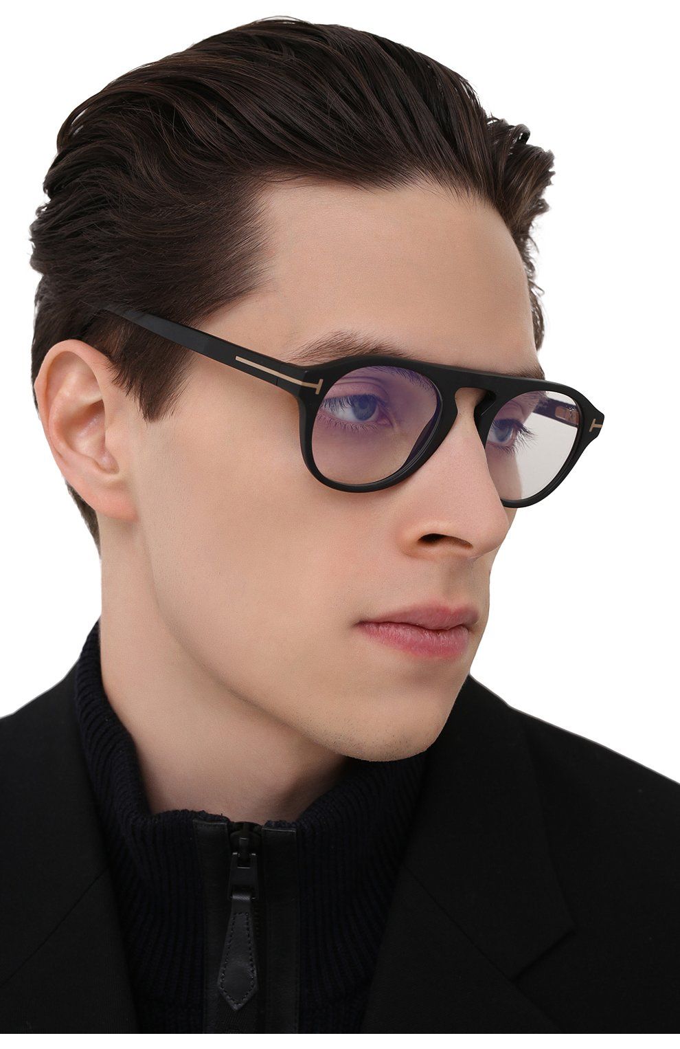 Tom Ford FT5533-B 01V blue light blocking eyeglasses with sun-clip on Tom Ford FT5533-B 01V blue light blocking eyeglasses with sun-clip on