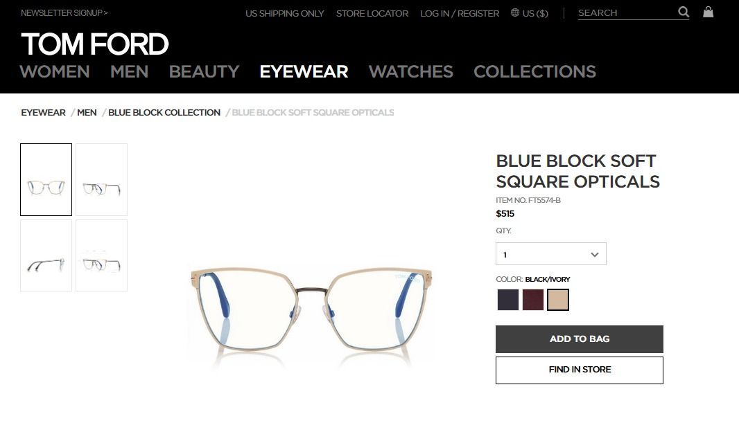  Tom Ford FT5574-B 021 blue blocking eyeglasses 