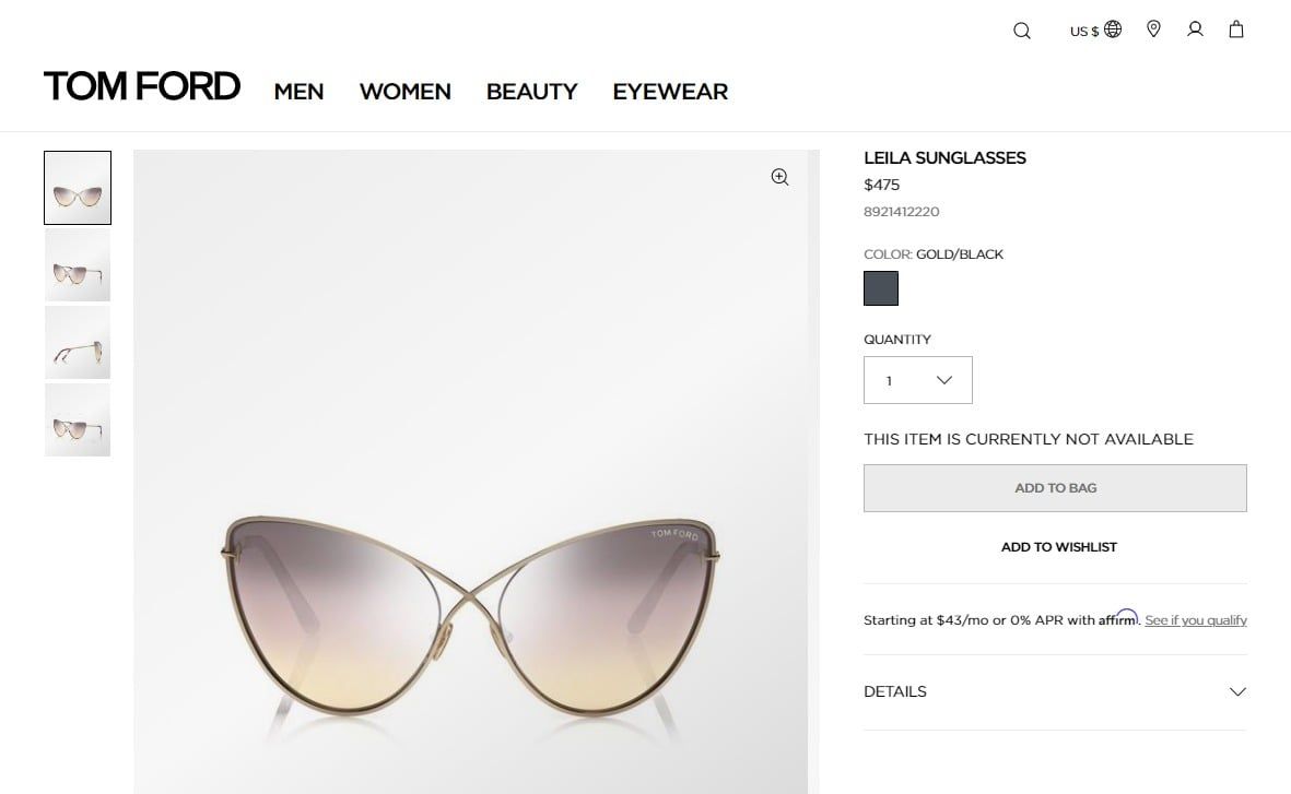  Tom Ford Leila Gold Brown sunglasses 