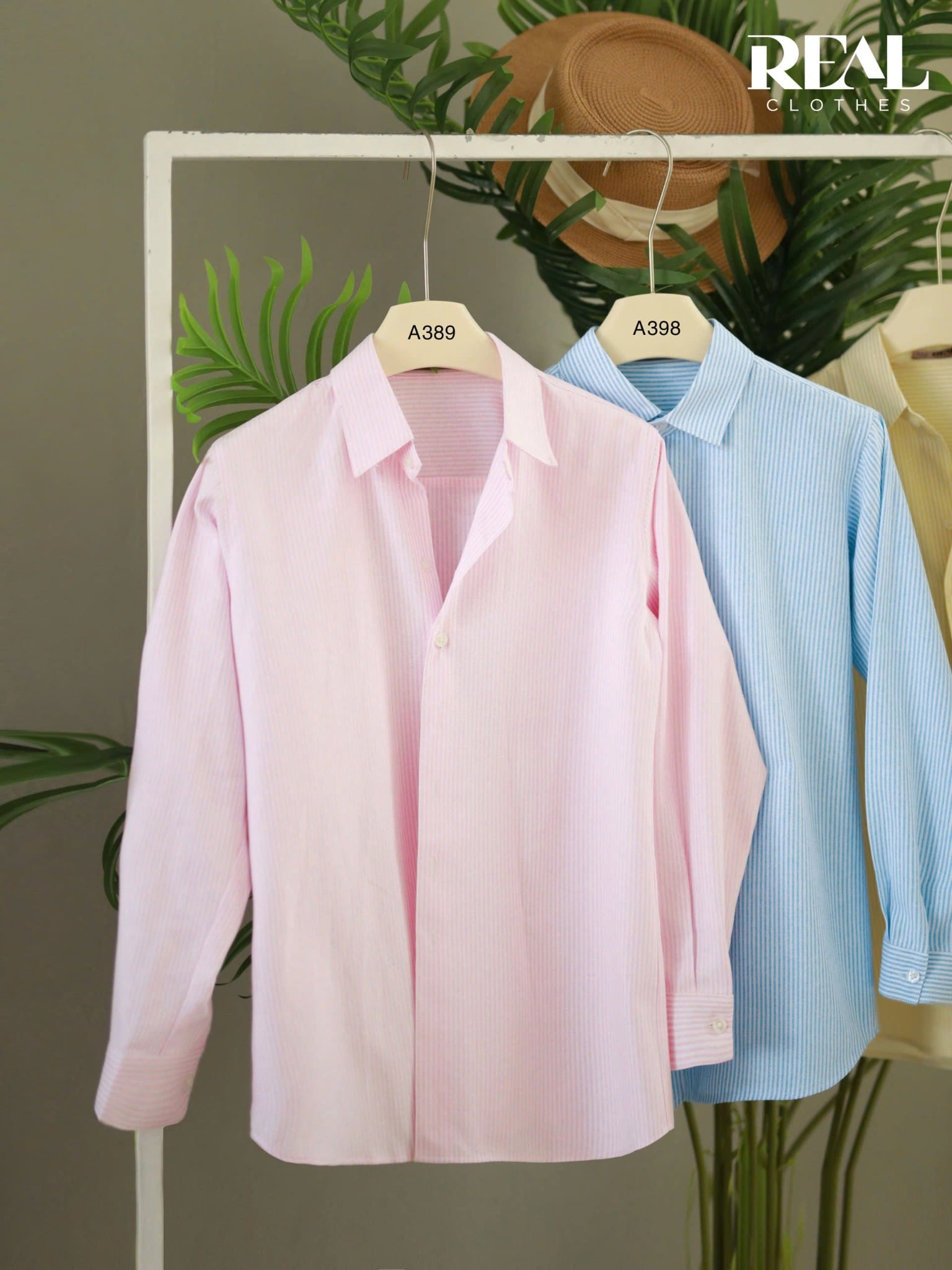 Sơ mi form rộng sọc hồng SALE