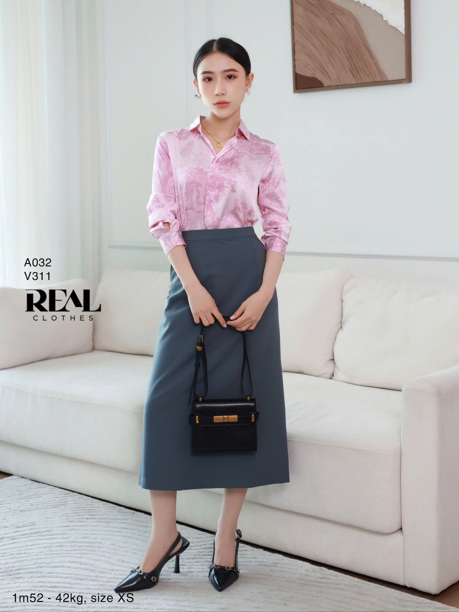 Sơ mi satin thủy mặc hồng SALE - size XL