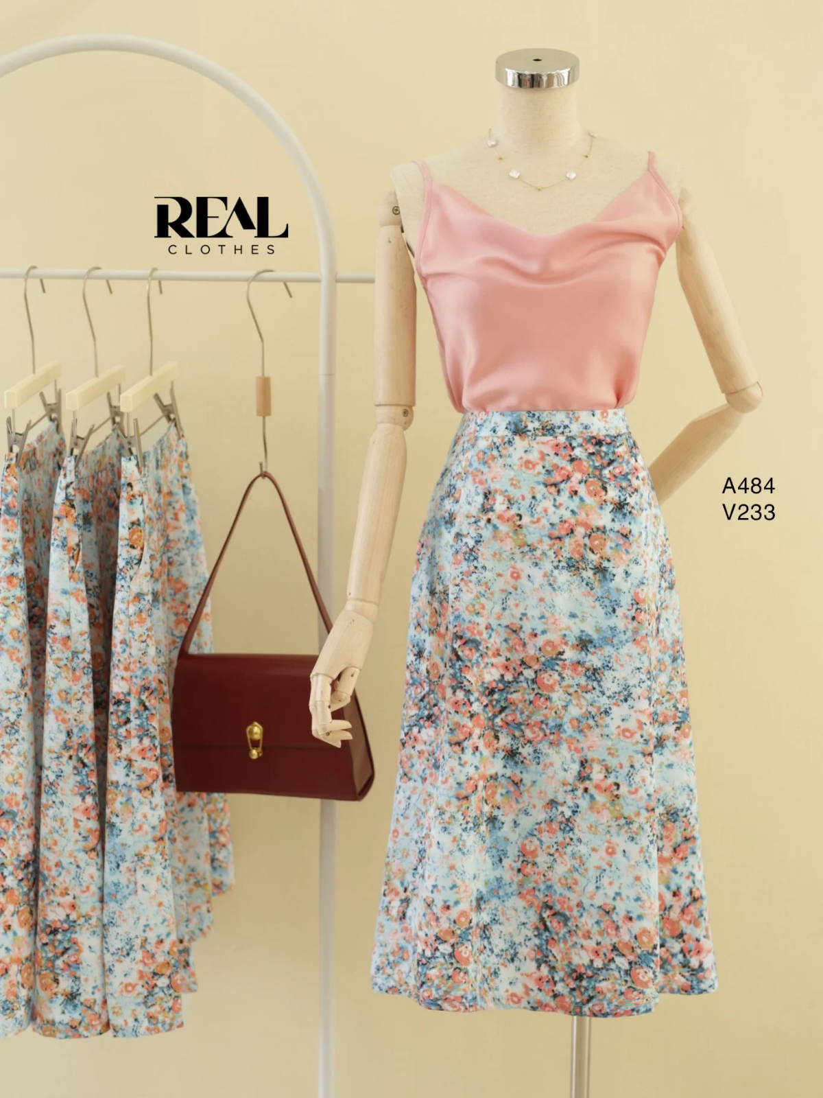 Váy 8 mảnh midi loang cam SALE