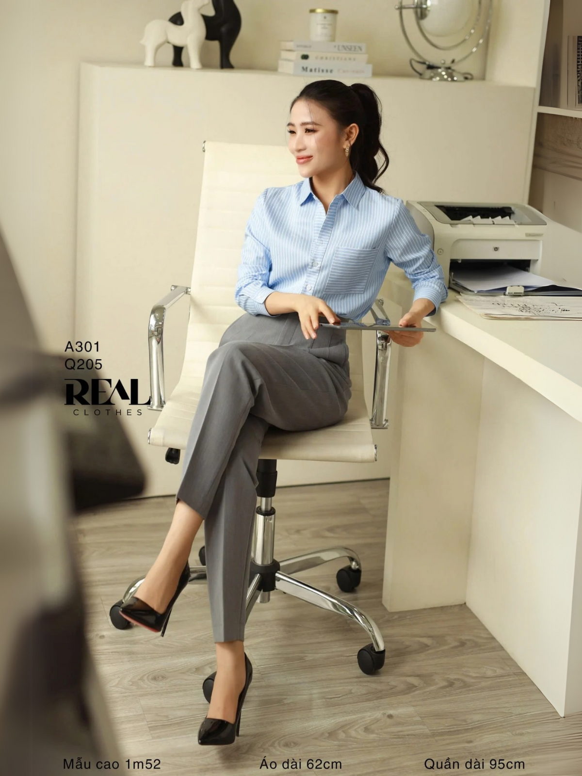 Sơ mi túi sọc blue