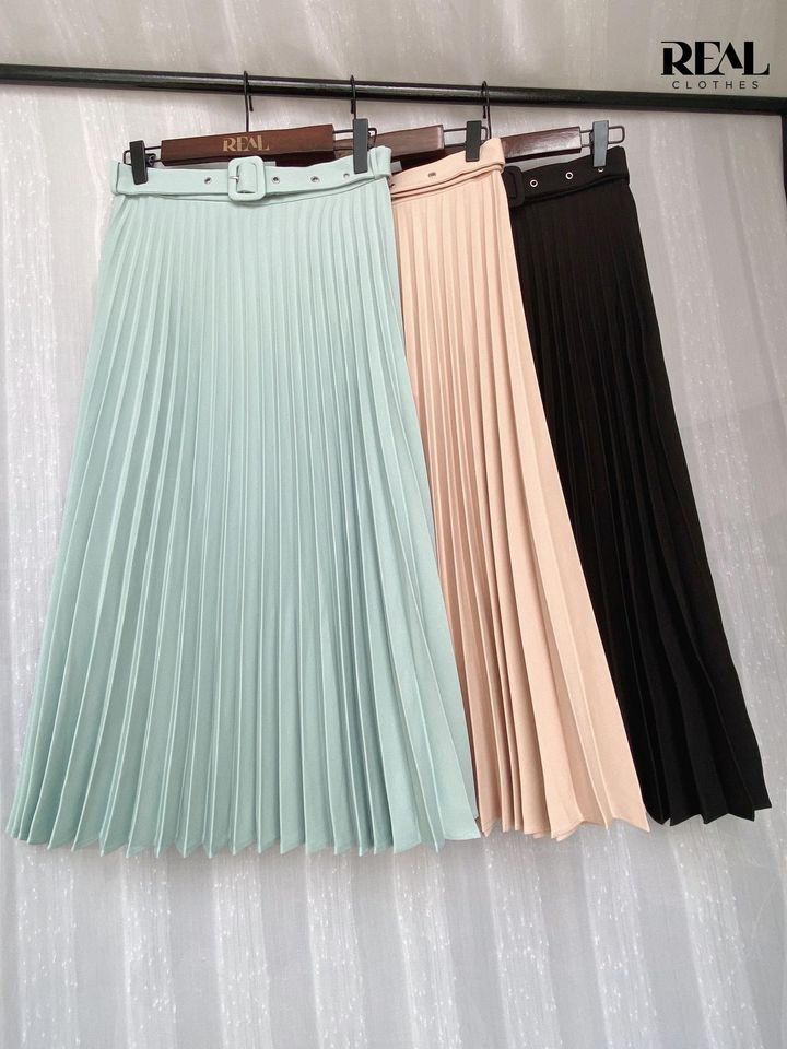 Váy rẻ quạt nude (kèm belt) FINAL SALE