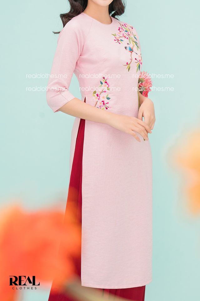 Áo dài cách tân Rose thêu - size XS