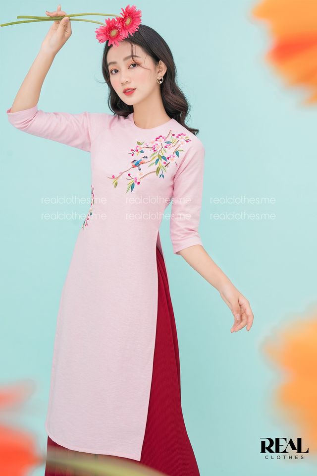 Áo dài cách tân Rose thêu - size XS