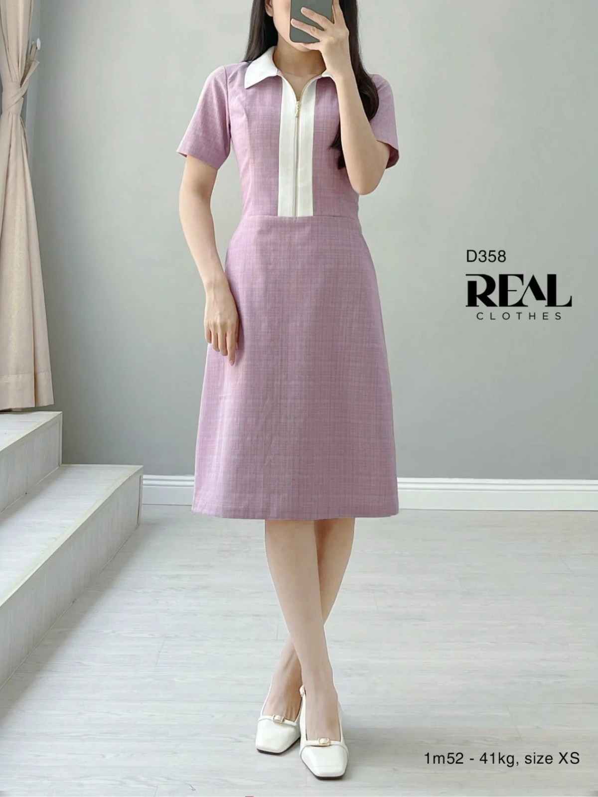 Đầm Zipper caro tím SALE