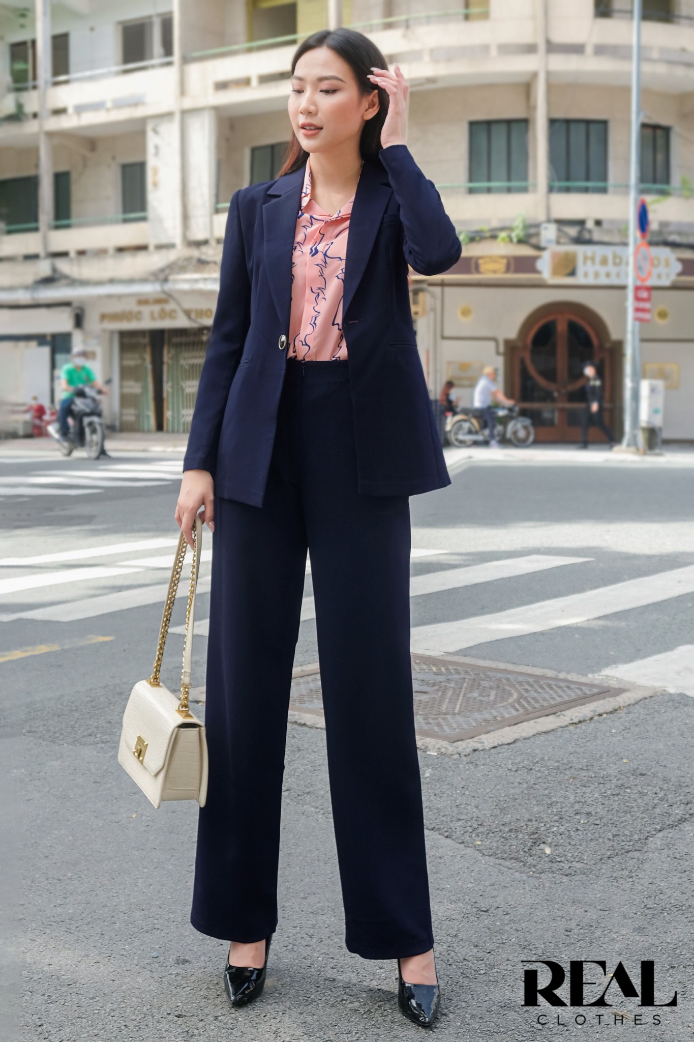 Quần suông cindy xanh đen