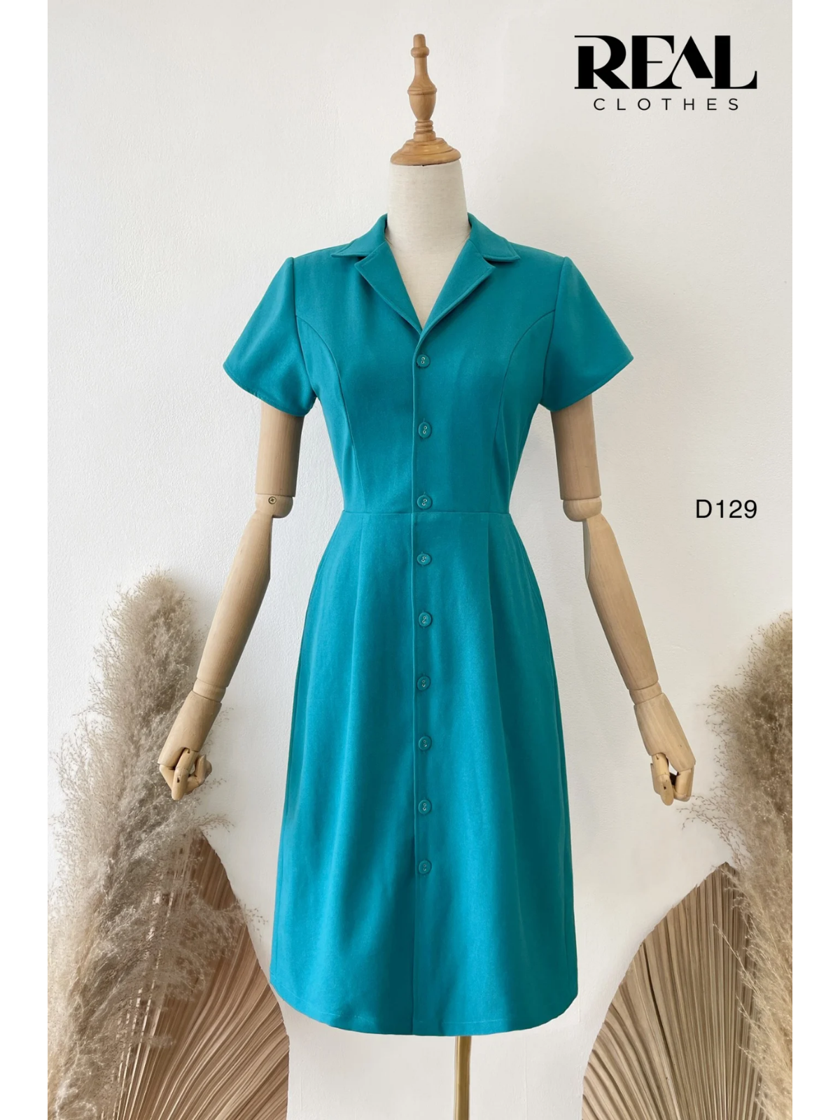  Đầm cổ ve form A xanh cổ vịt MỚI SALE - size M 