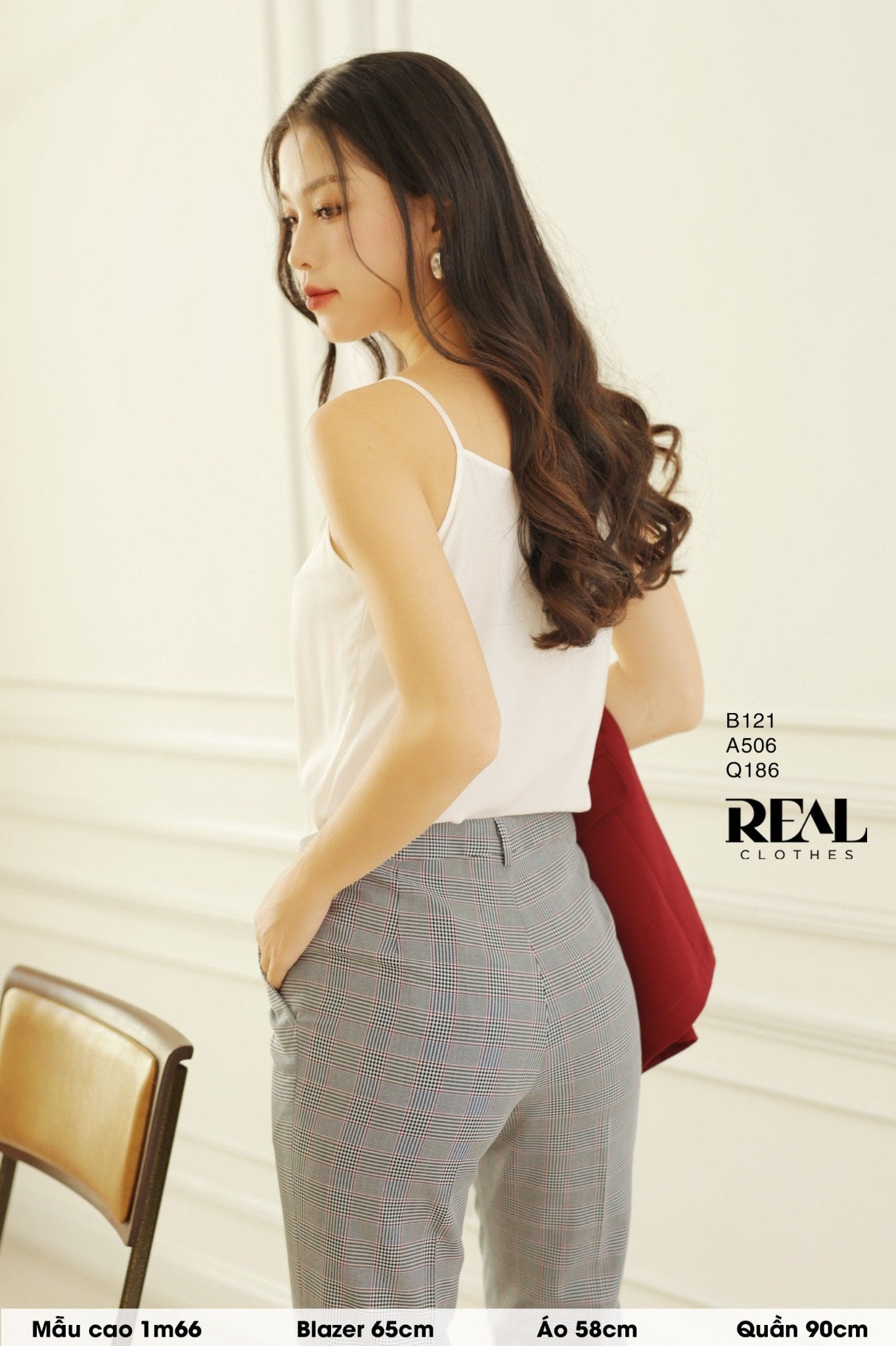 Quần ống đứng caro đỏ SALE - size S