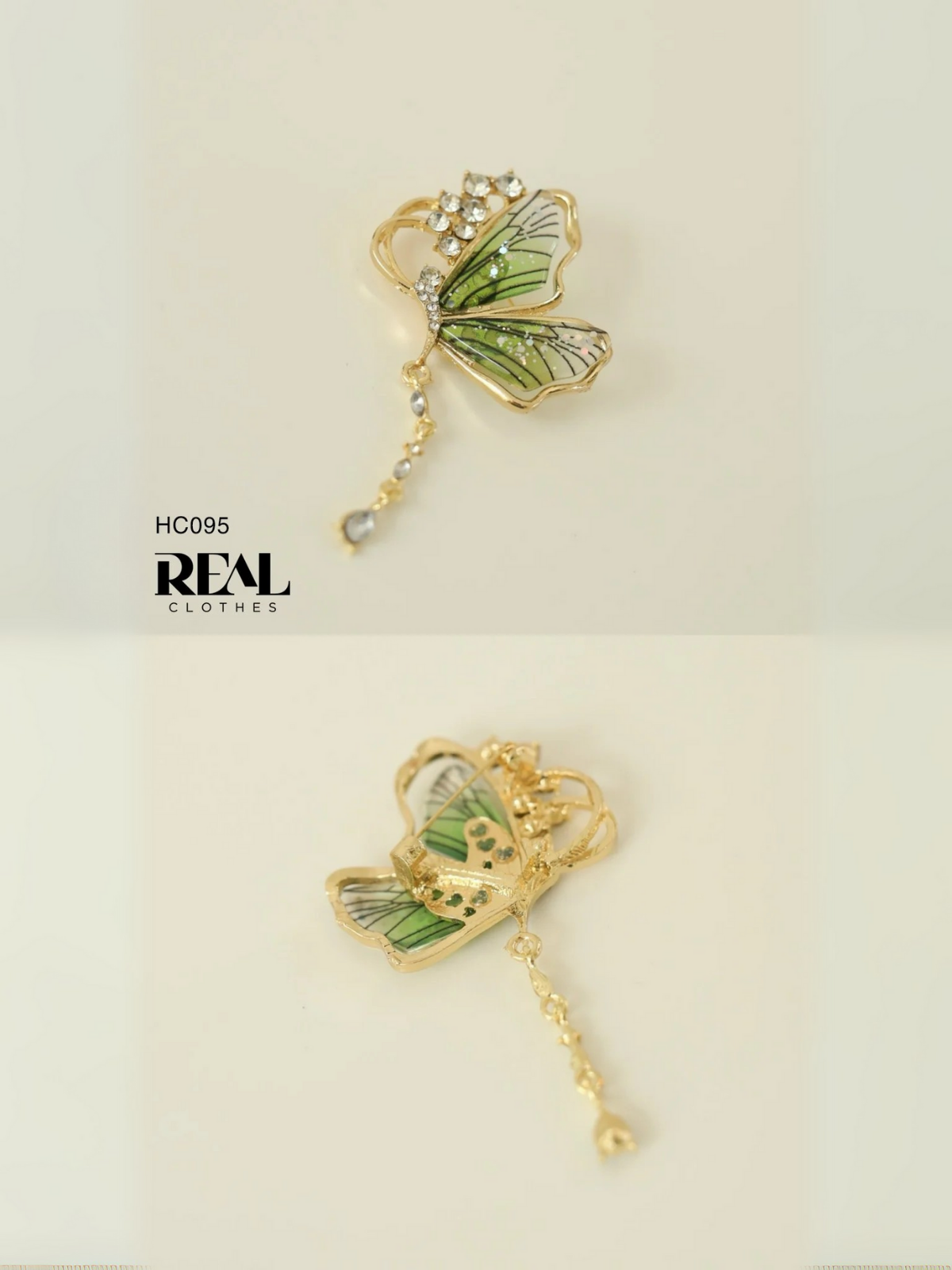 Cài áo bướm kim tuyến xanh