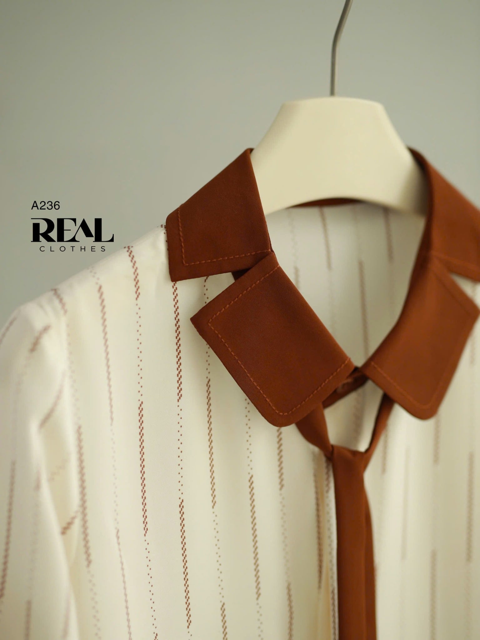 Sơ mi Hàn Quốc sọc nâu