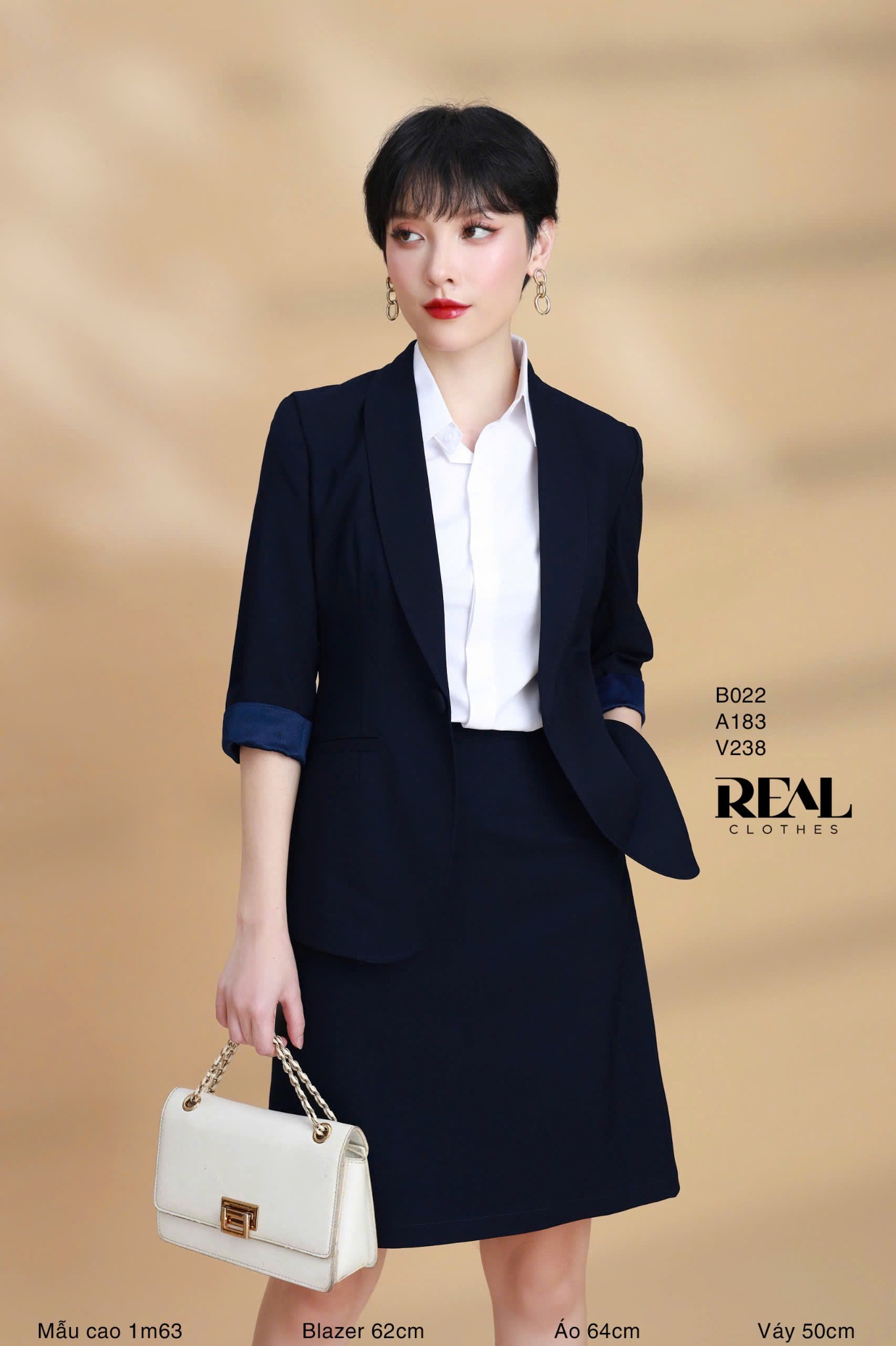 Blazer dài xanh đen satin