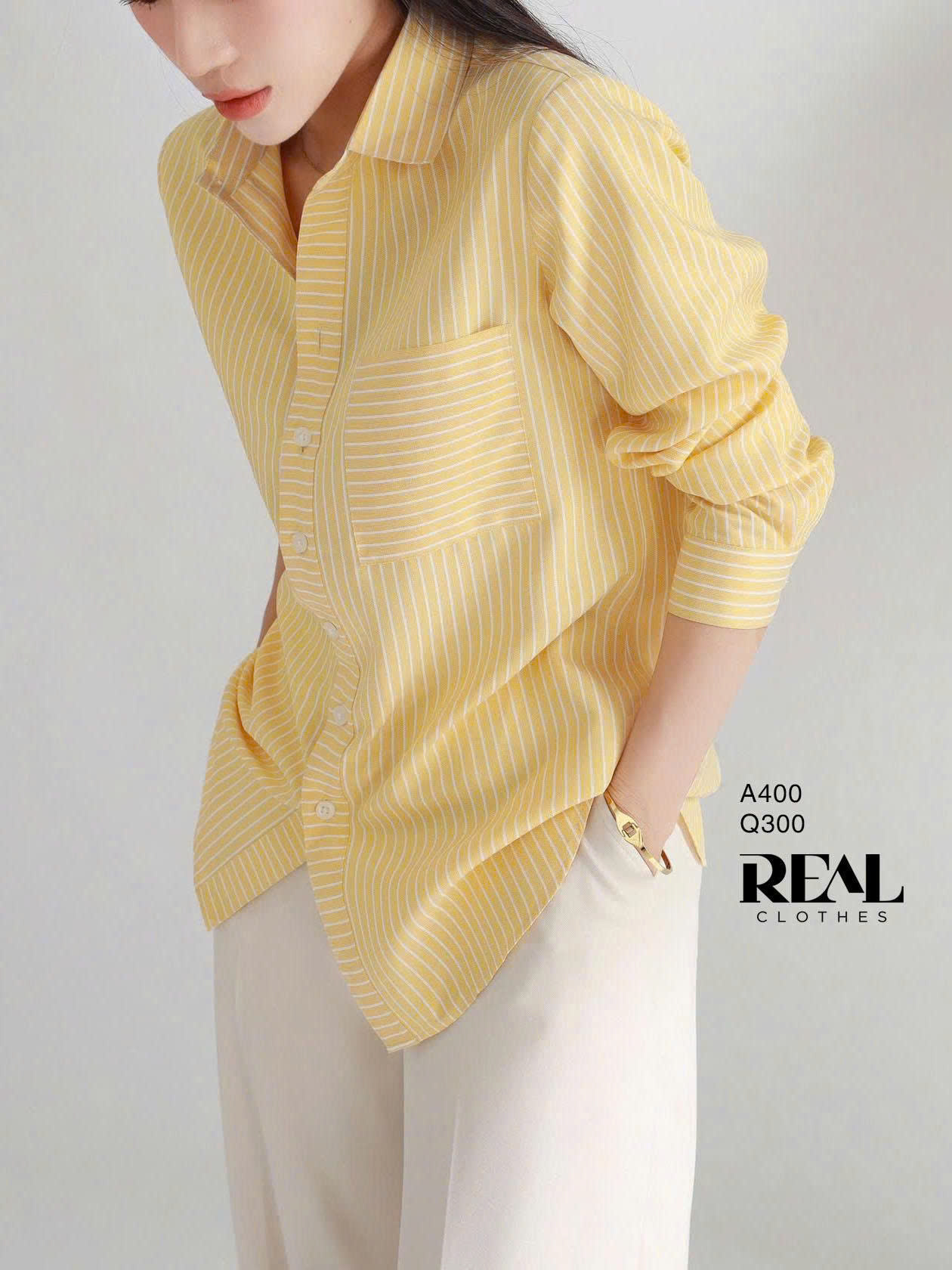 Sơ mi túi sọc vàng