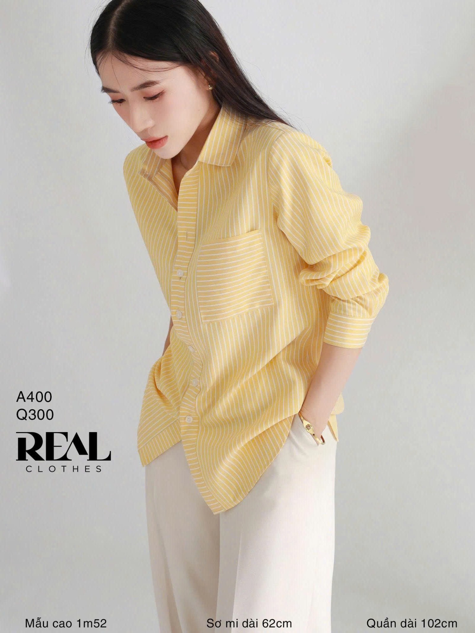 Sơ mi túi sọc vàng