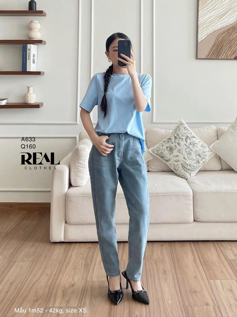 Quần Jeans baggy xanh đậm SALE - size XS