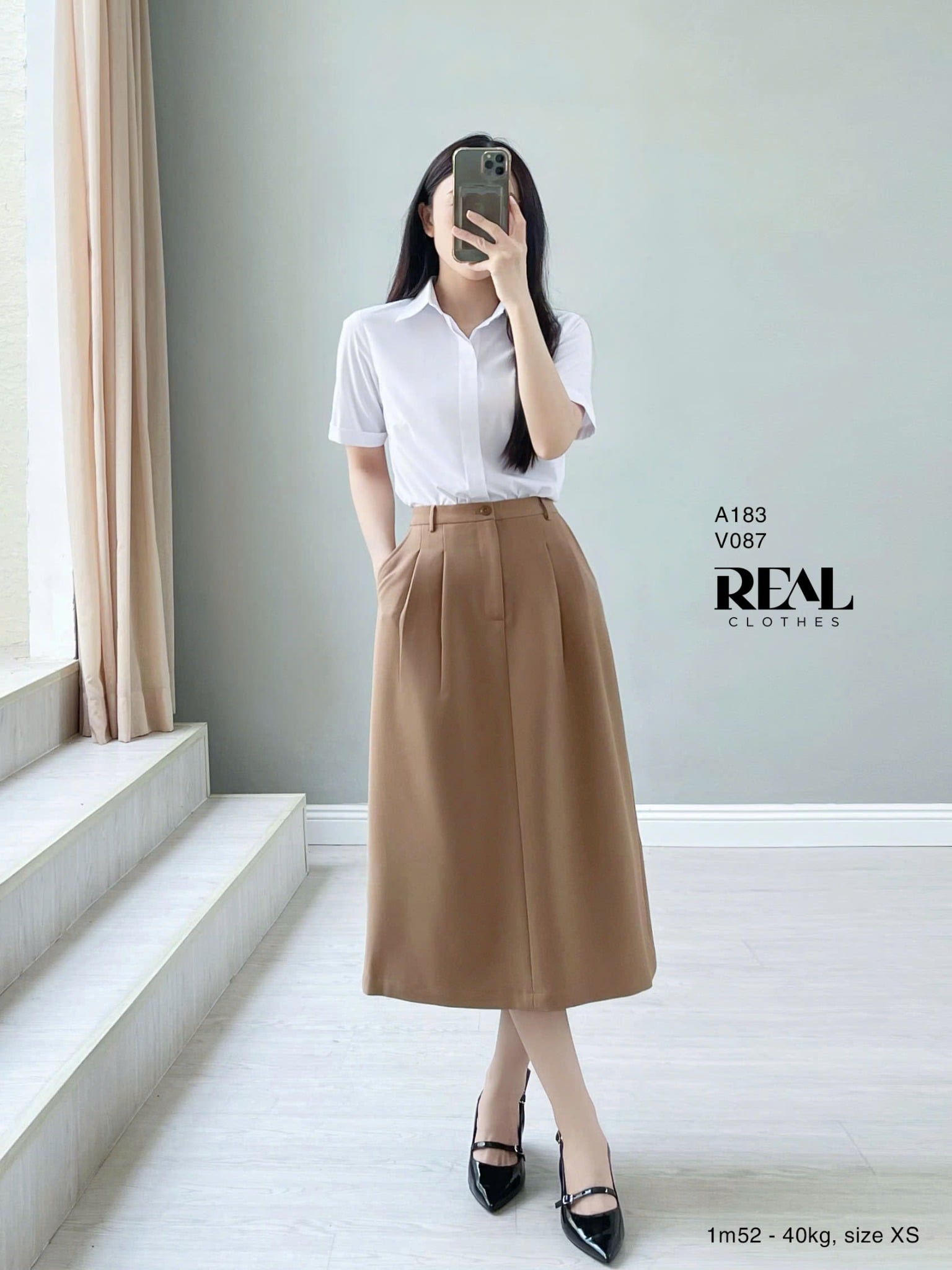 Sơ mi bamboo trắng tay đủ