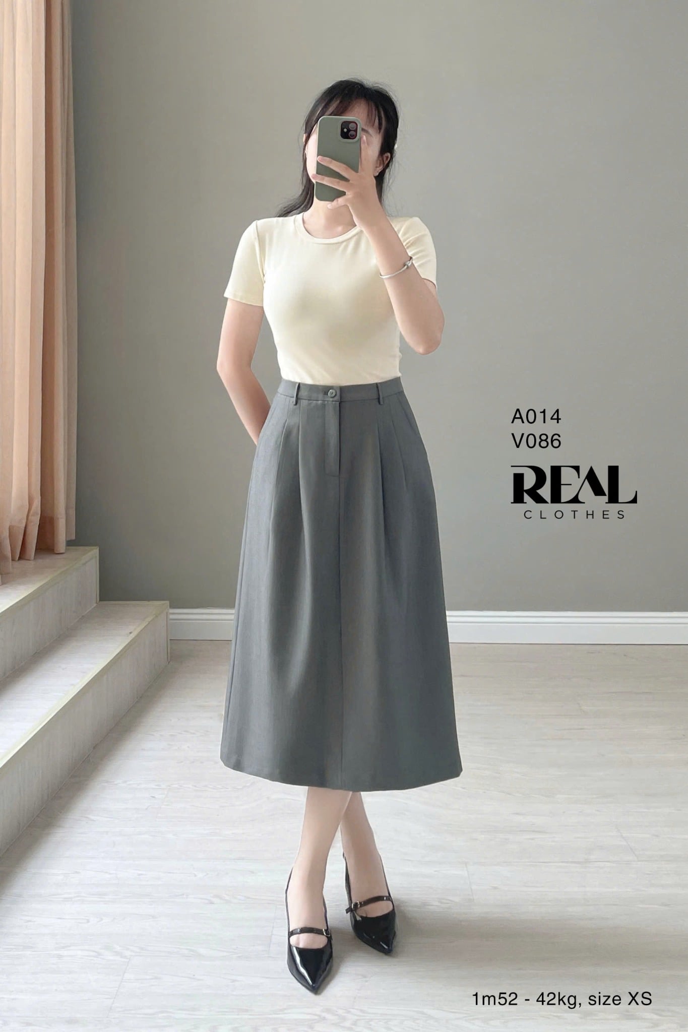 Váy 2 xếp xám SALE - size M