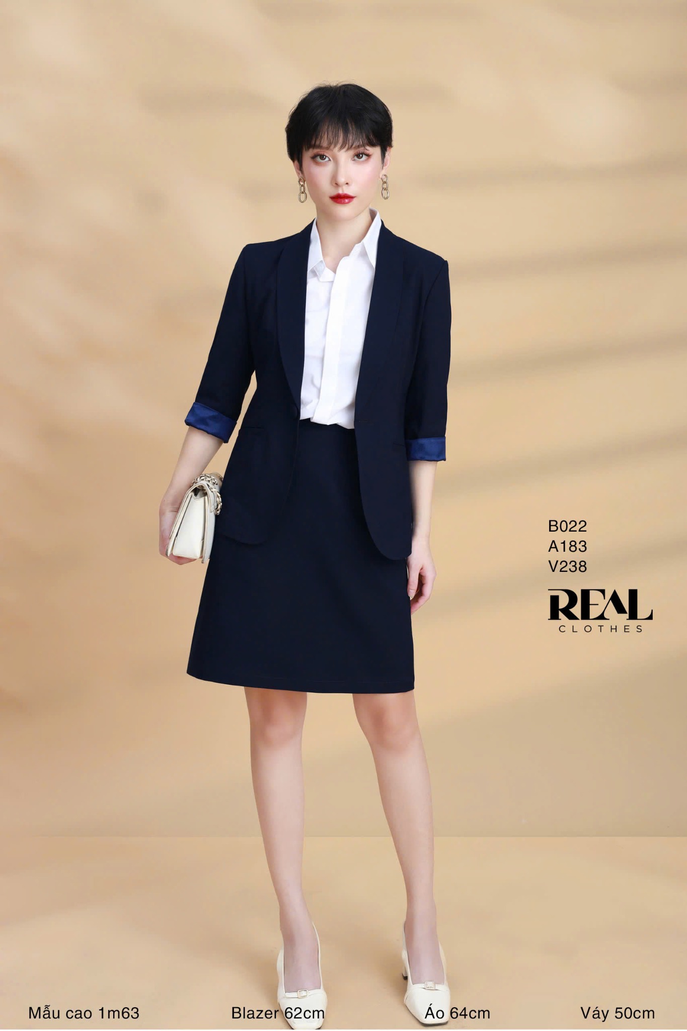 Blazer dài xanh đen satin