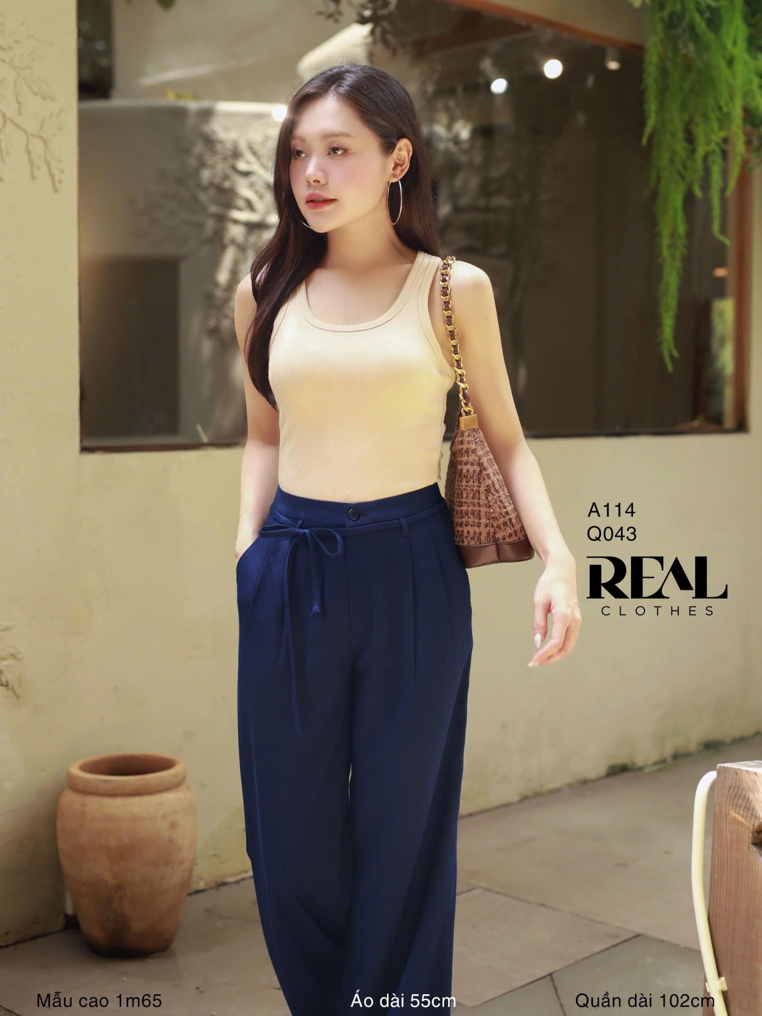 Quần suông HQ linen navy