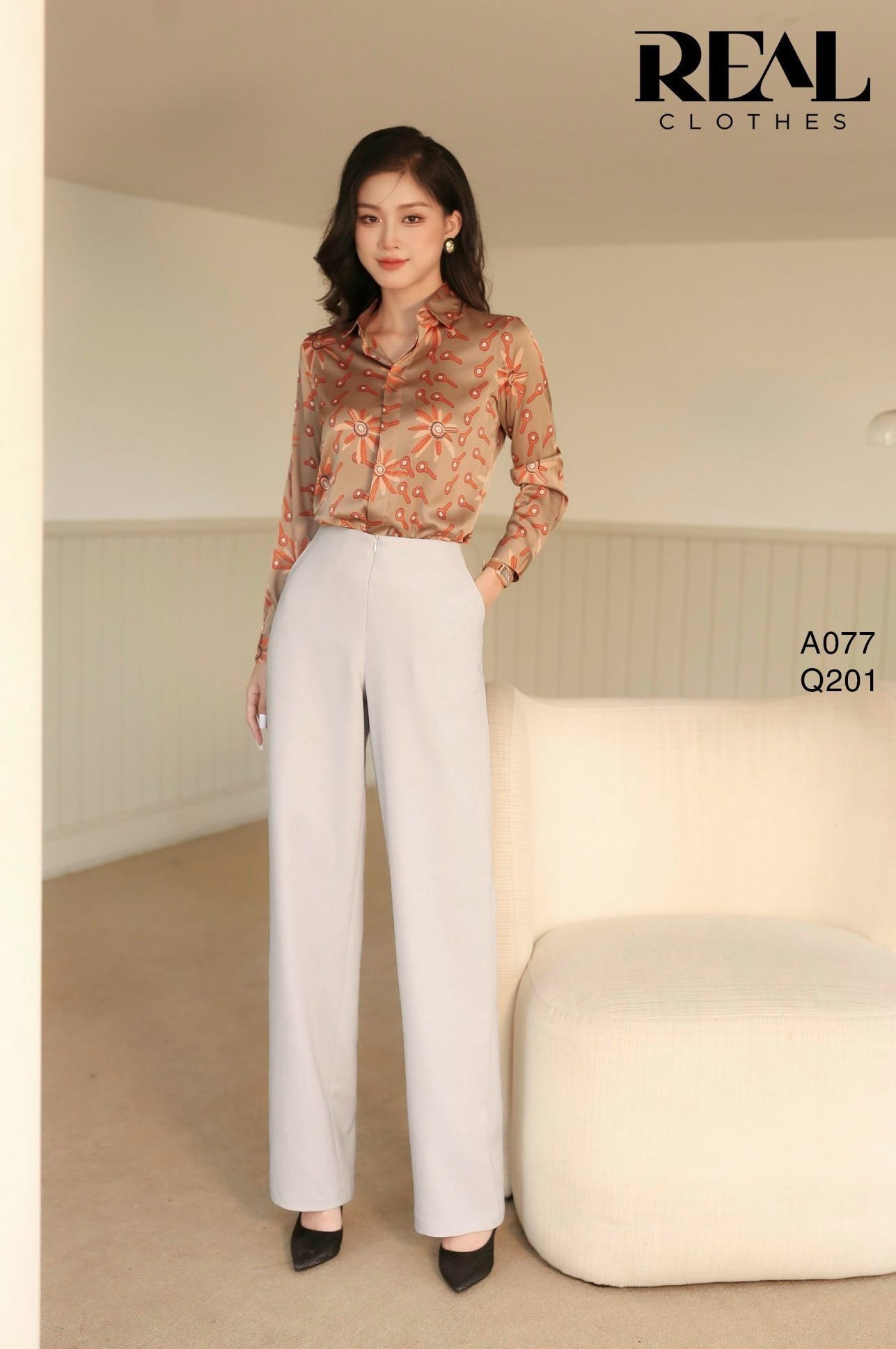 Quần suông cindy kem