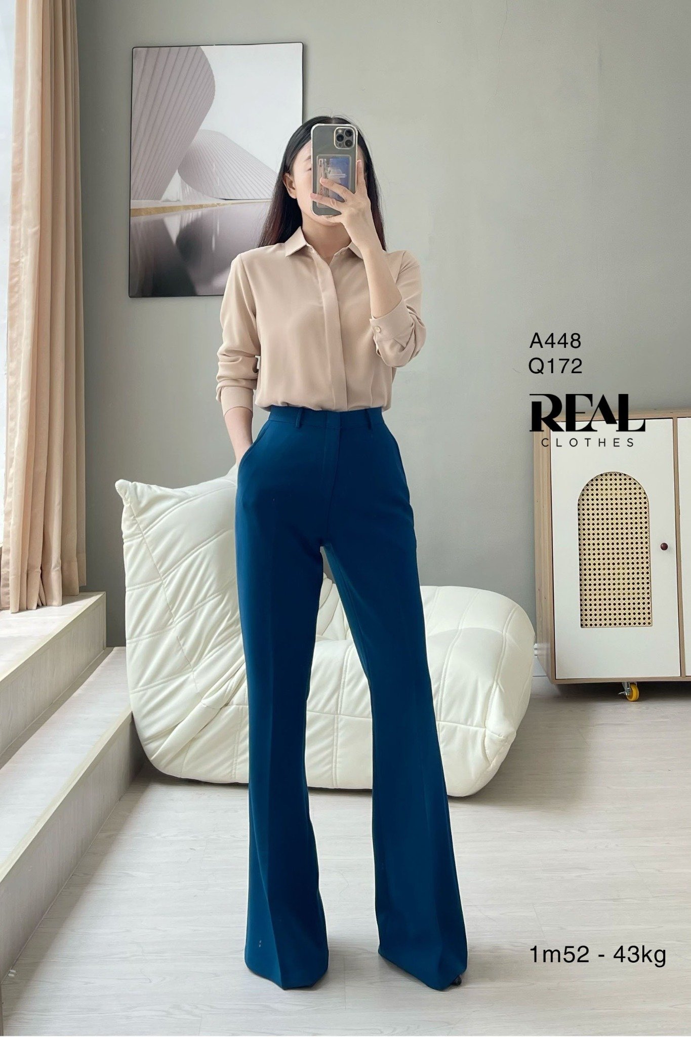 Quần loe cindy xanh cổ vịt SALE
