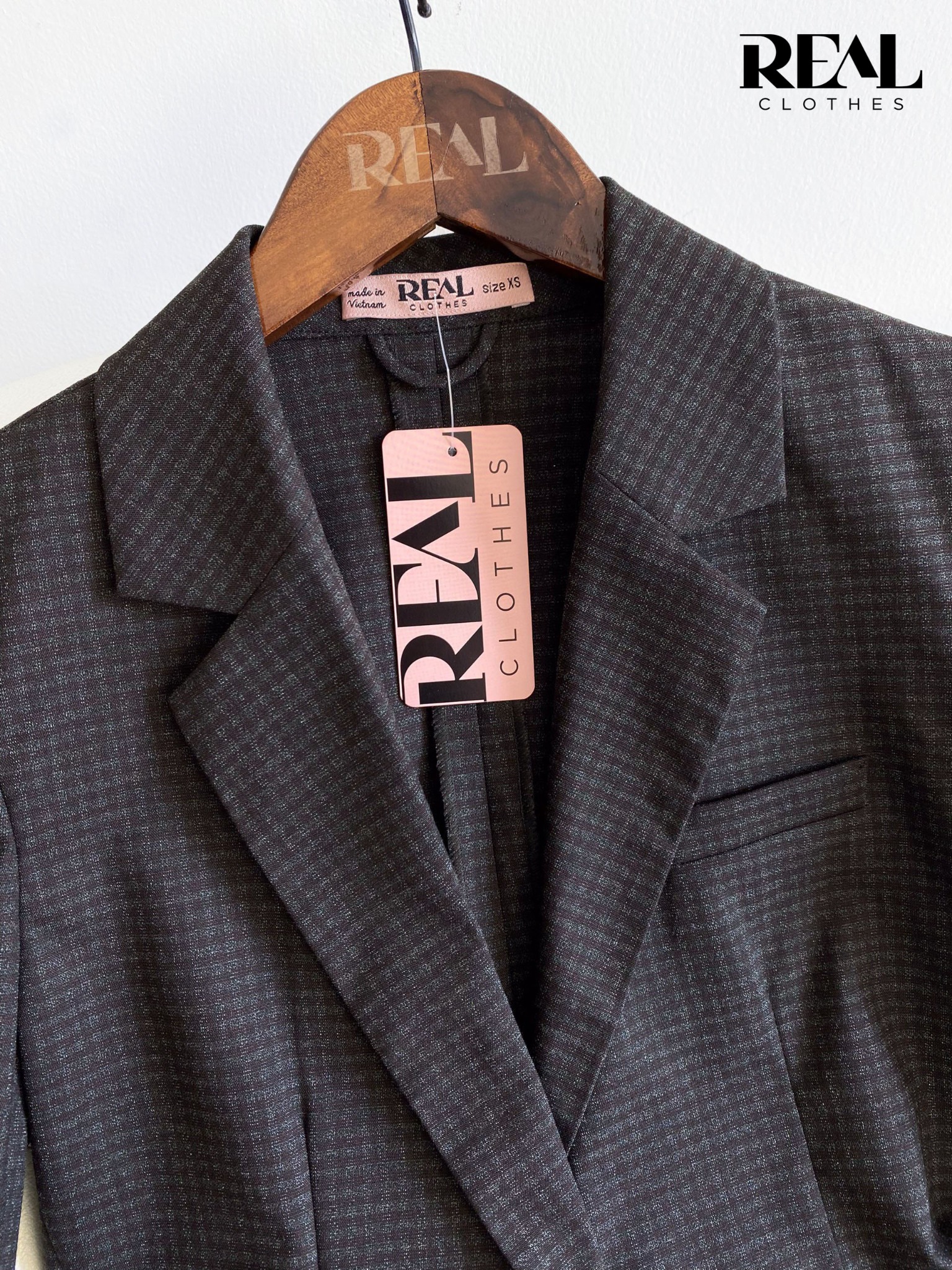 Blazer Clara ô vuông nâu SALE