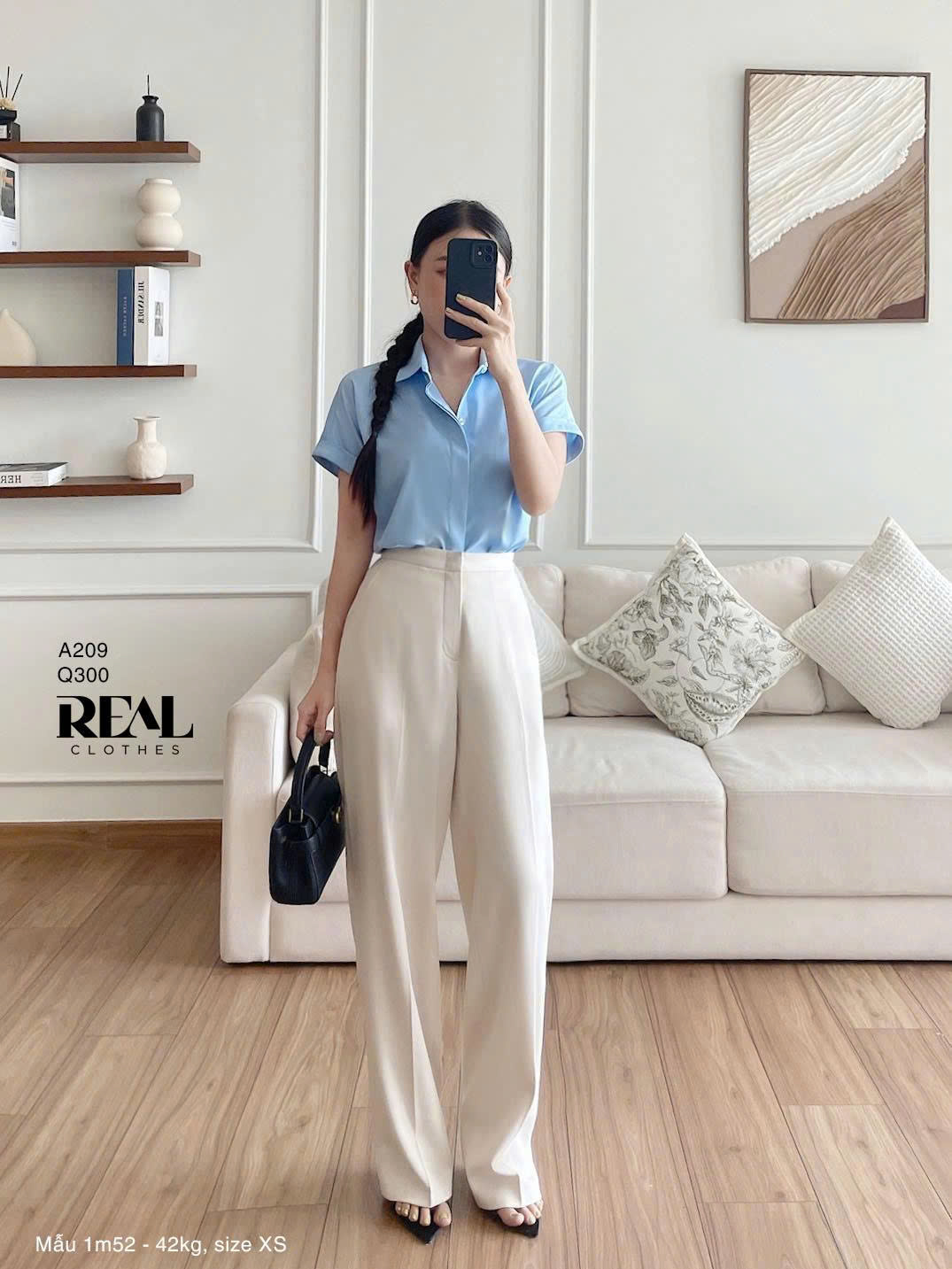 Sơ mi cánh dơi blue