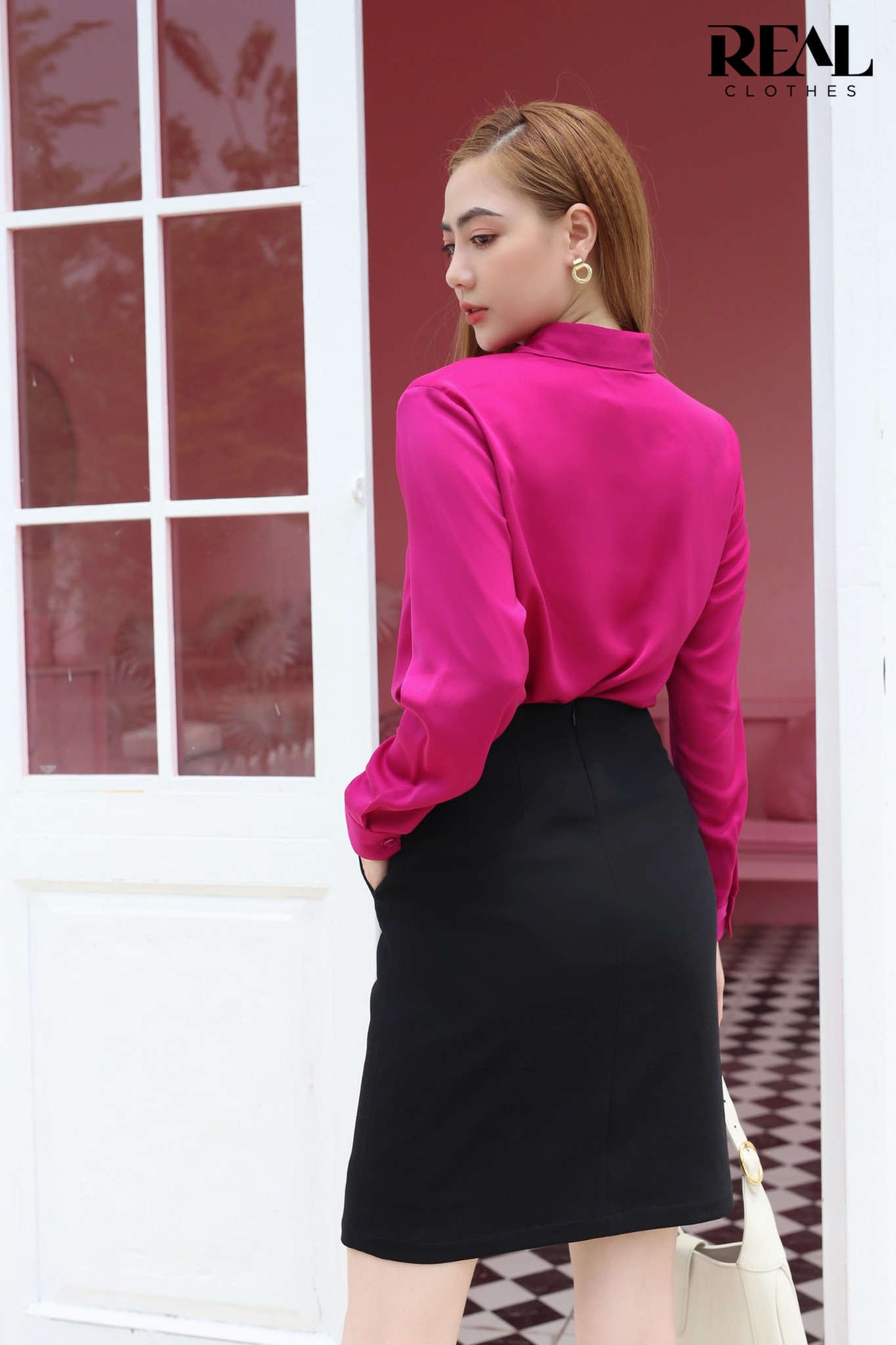 Sơ mi cổ mềm hồng cẩm