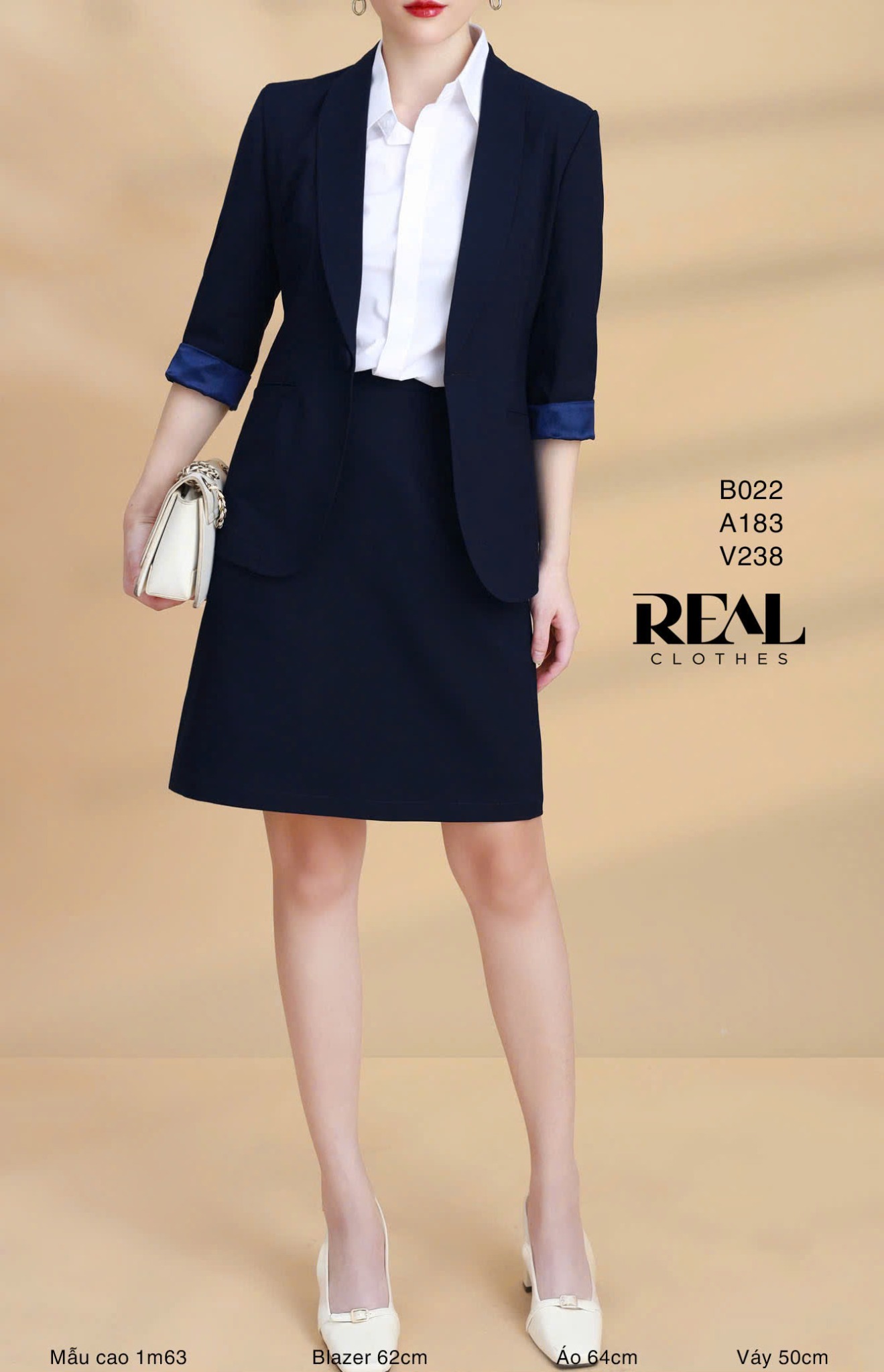 Blazer dài xanh đen satin