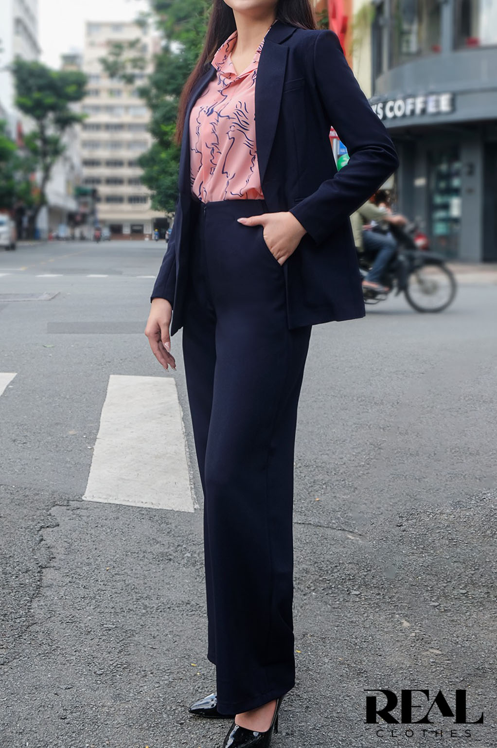 Quần suông cindy xanh đen