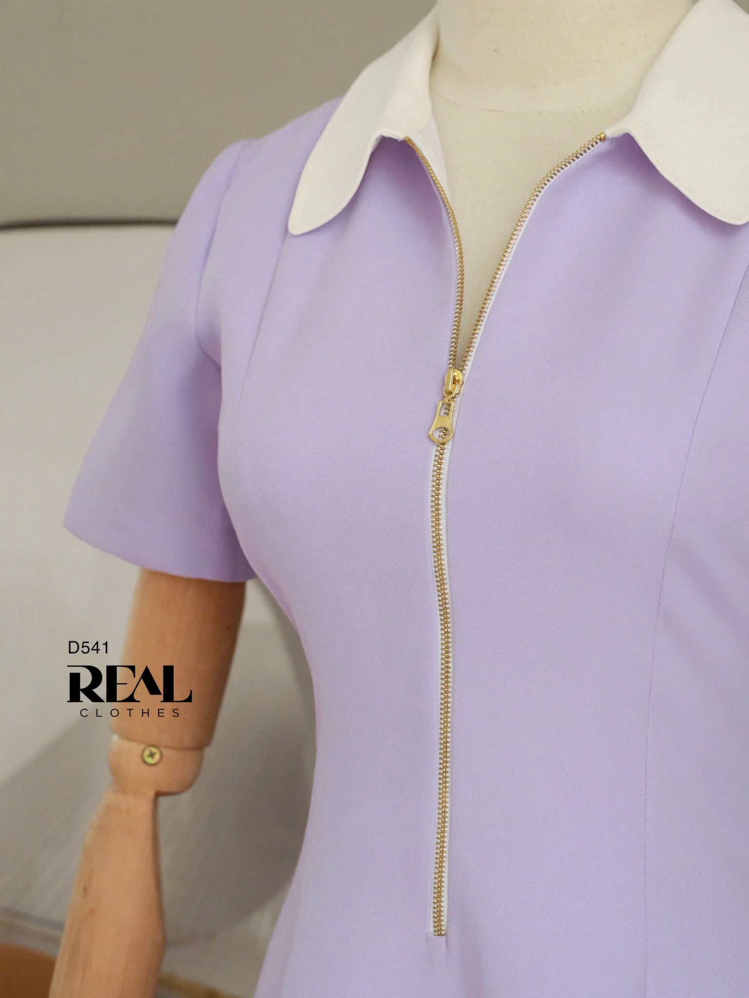 Đầm 8 mảnh zipper tím nhạt