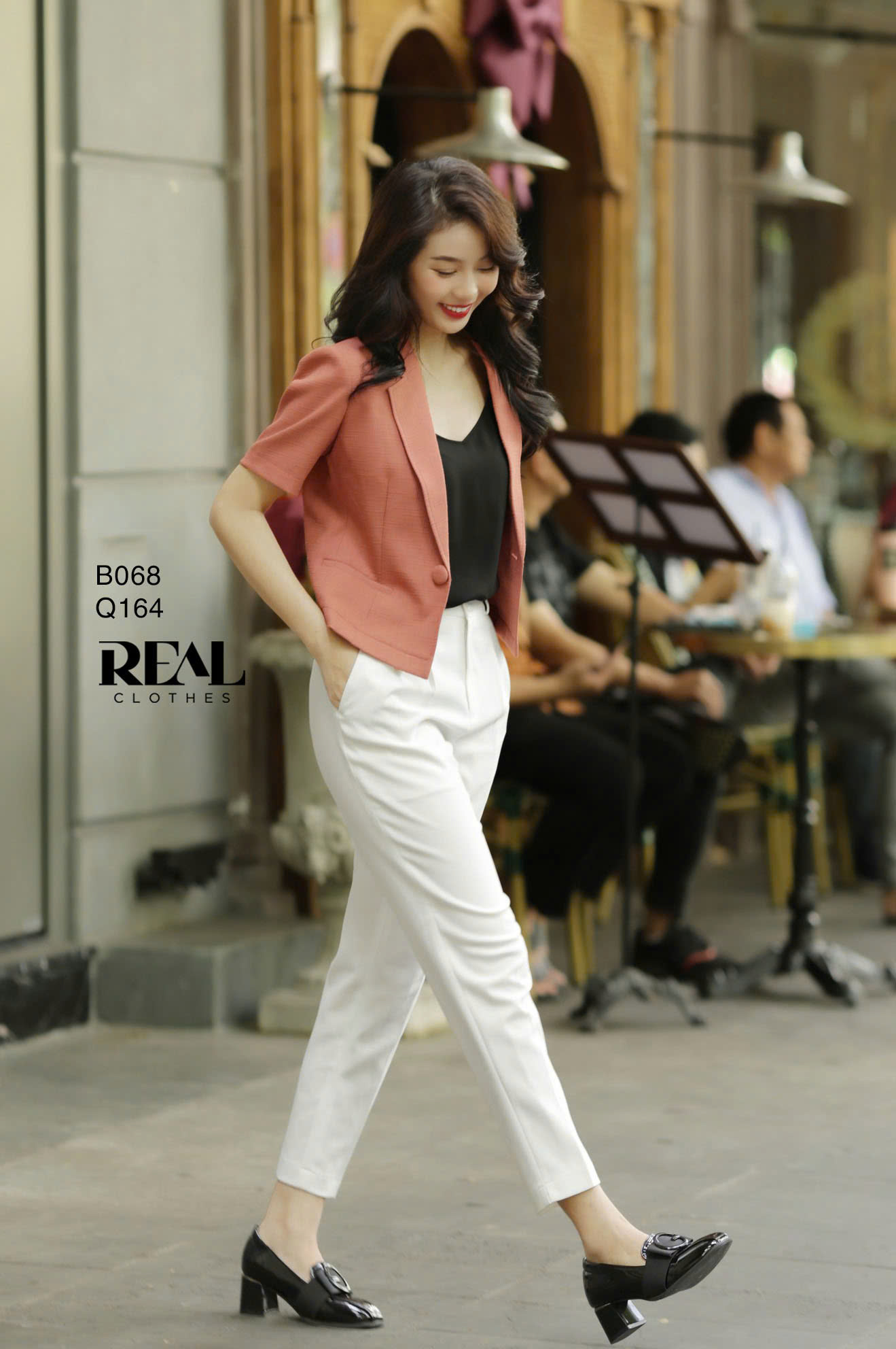 Blazer tay ngắn cam gạch MỚI