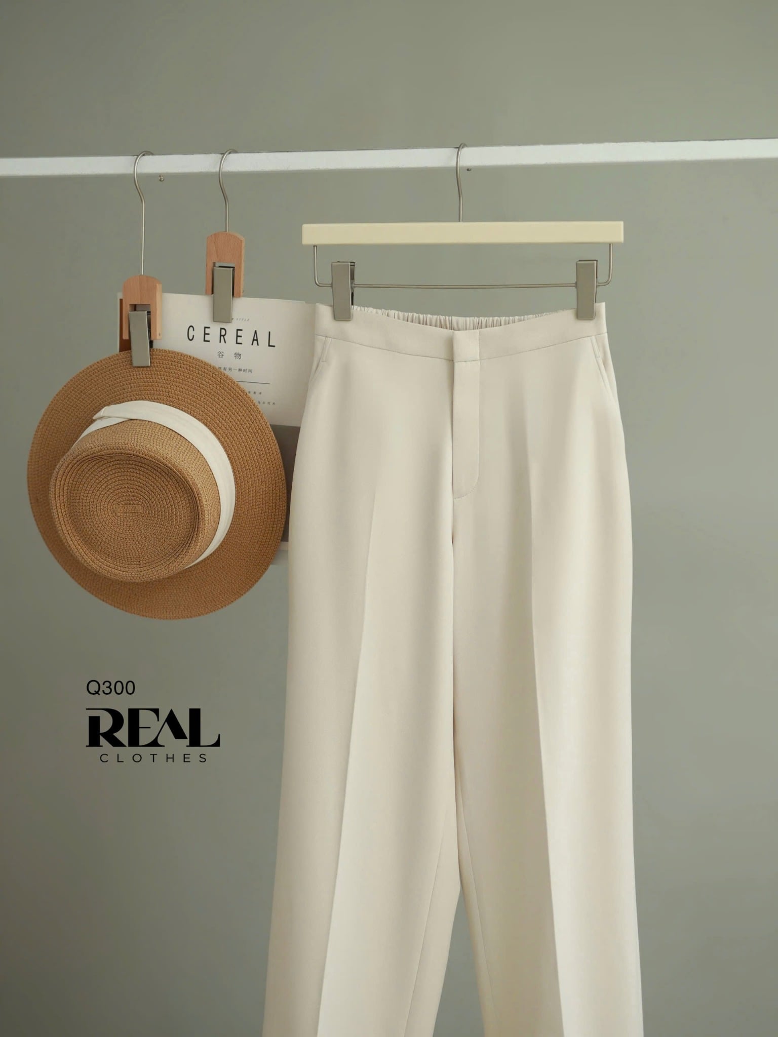 Quần lưng thun suông kem SALE