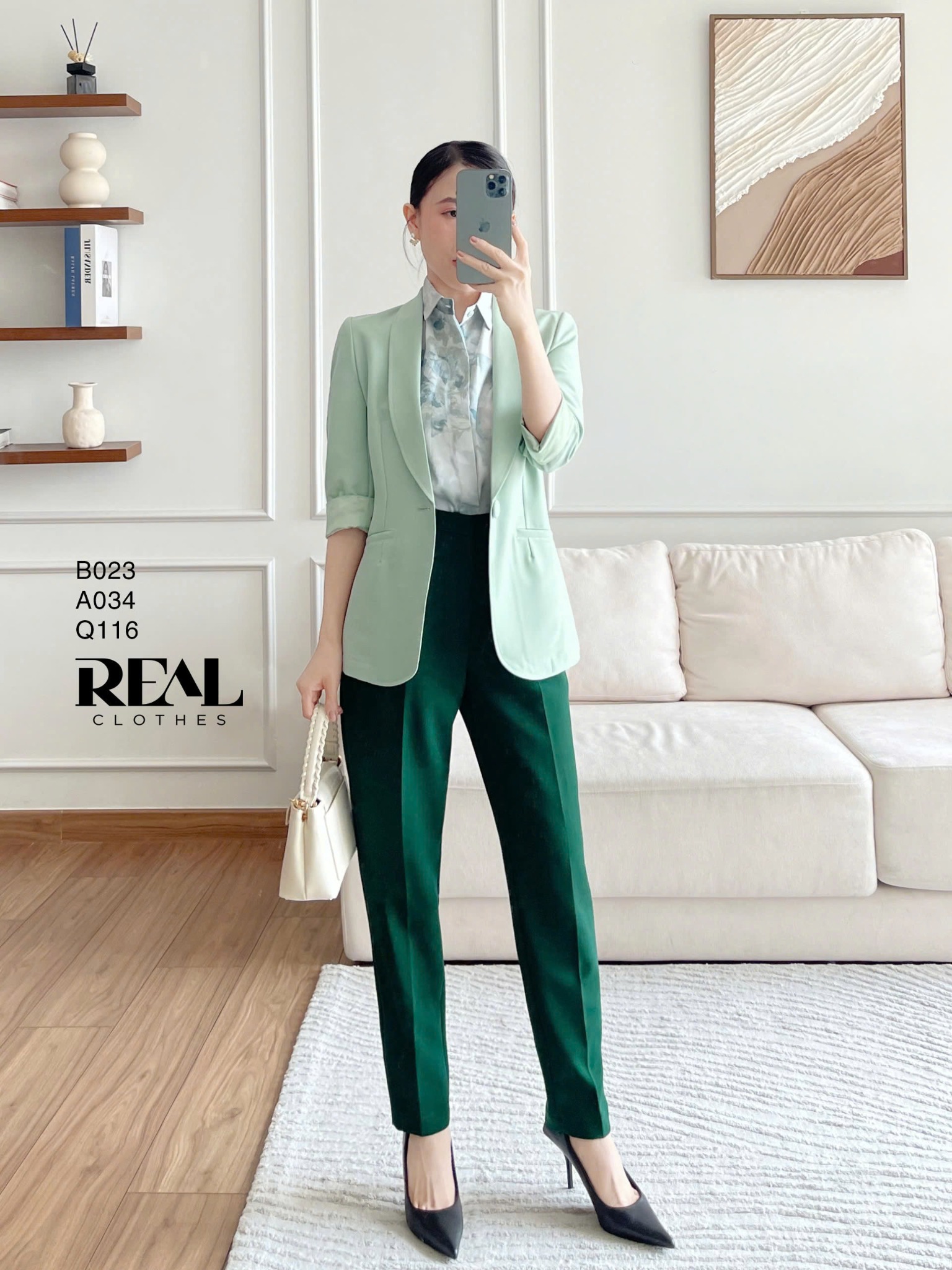 Blazer dài olive satin