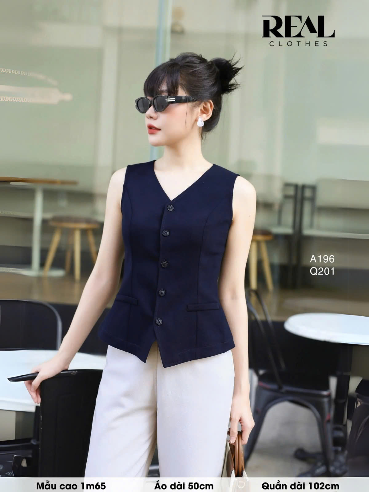 Áo kiểu ghile xanh đen